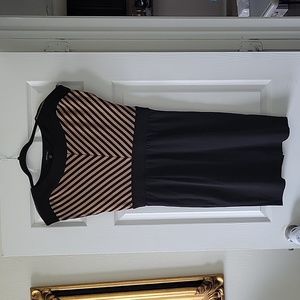 Striped top dress with zipper shoulder details